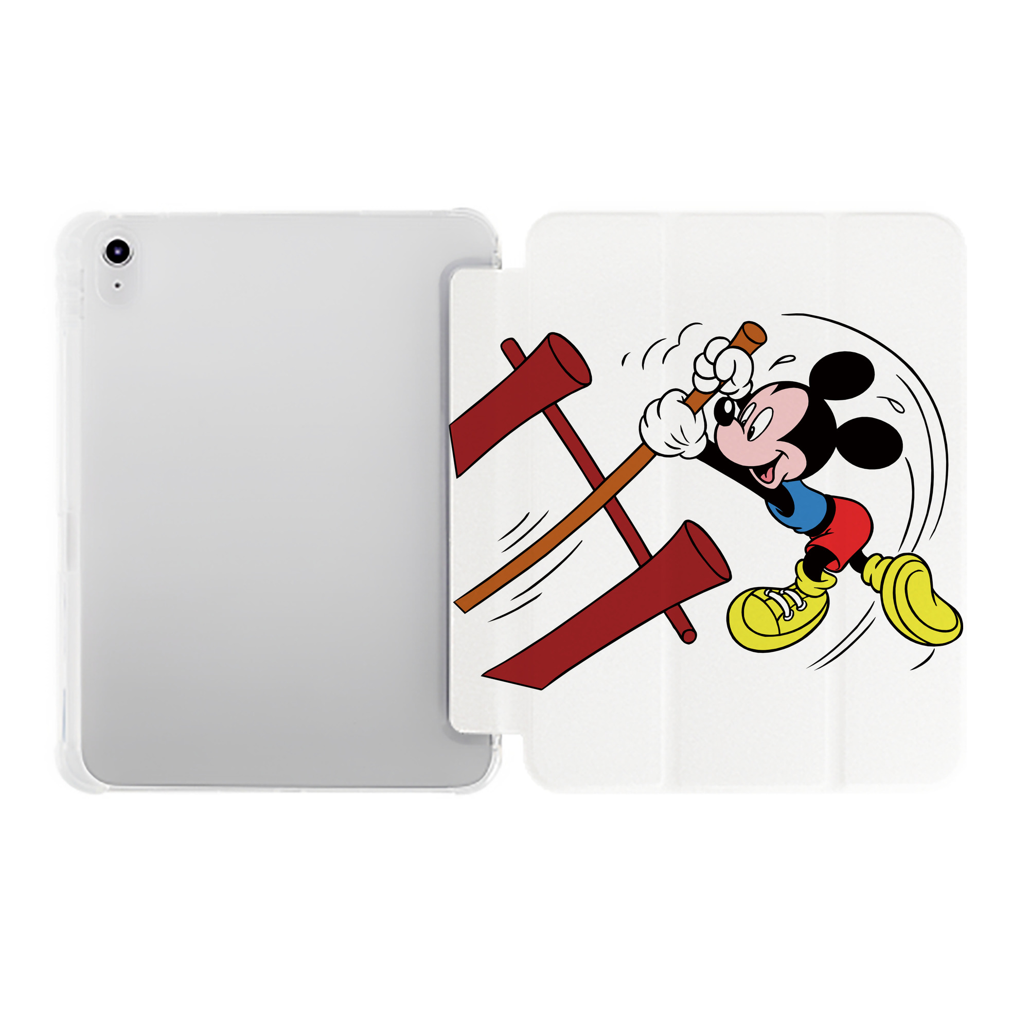 （画像用） ミッキーマウス Mickey Mouse IPad ケース ペン収納付き 三つ折りスタンド PUレザー×シリコン 対応機種9.5/10.5/10.9インチ